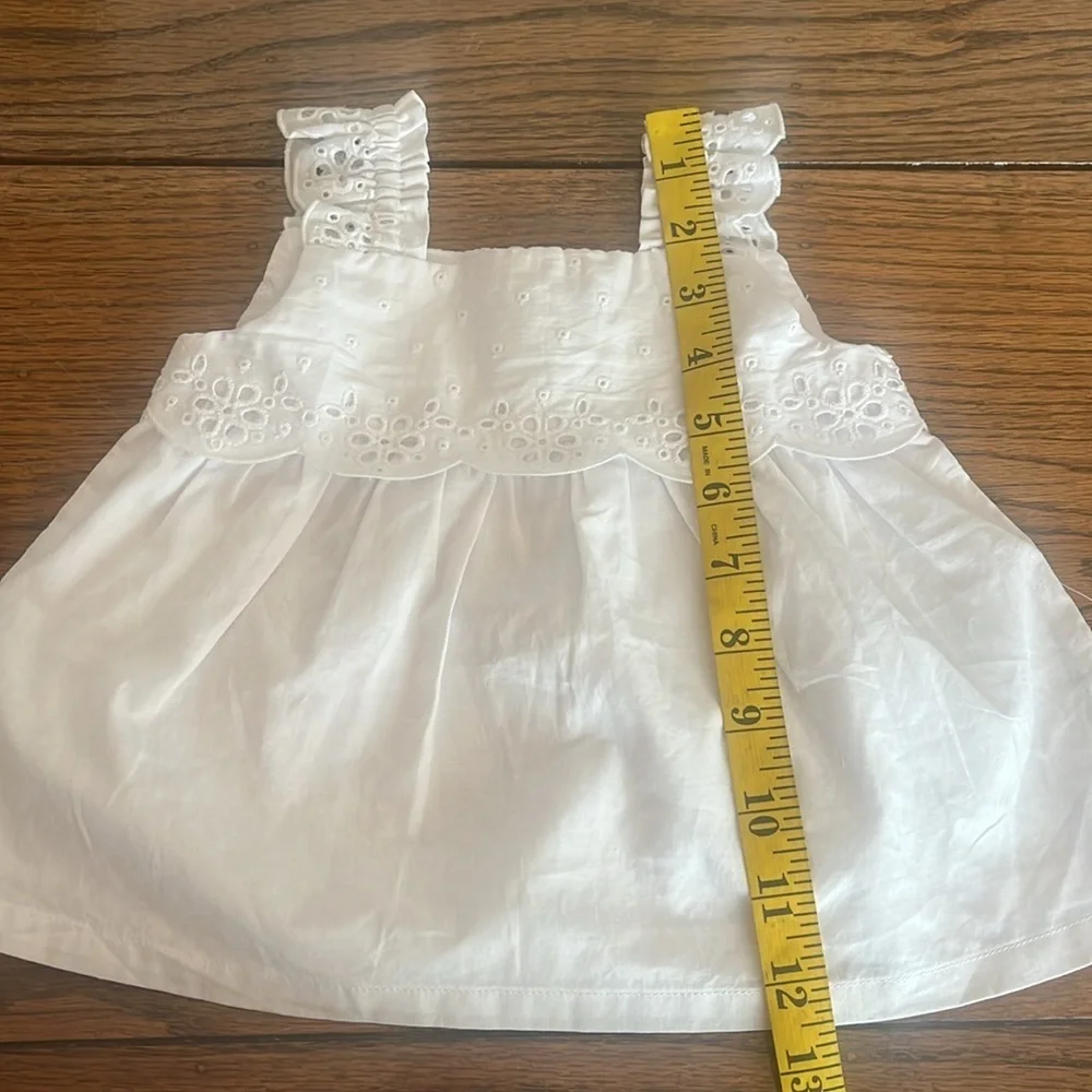 Janie And Jack Baby  Eyelet Cotton White Dress Size 6-12 Months